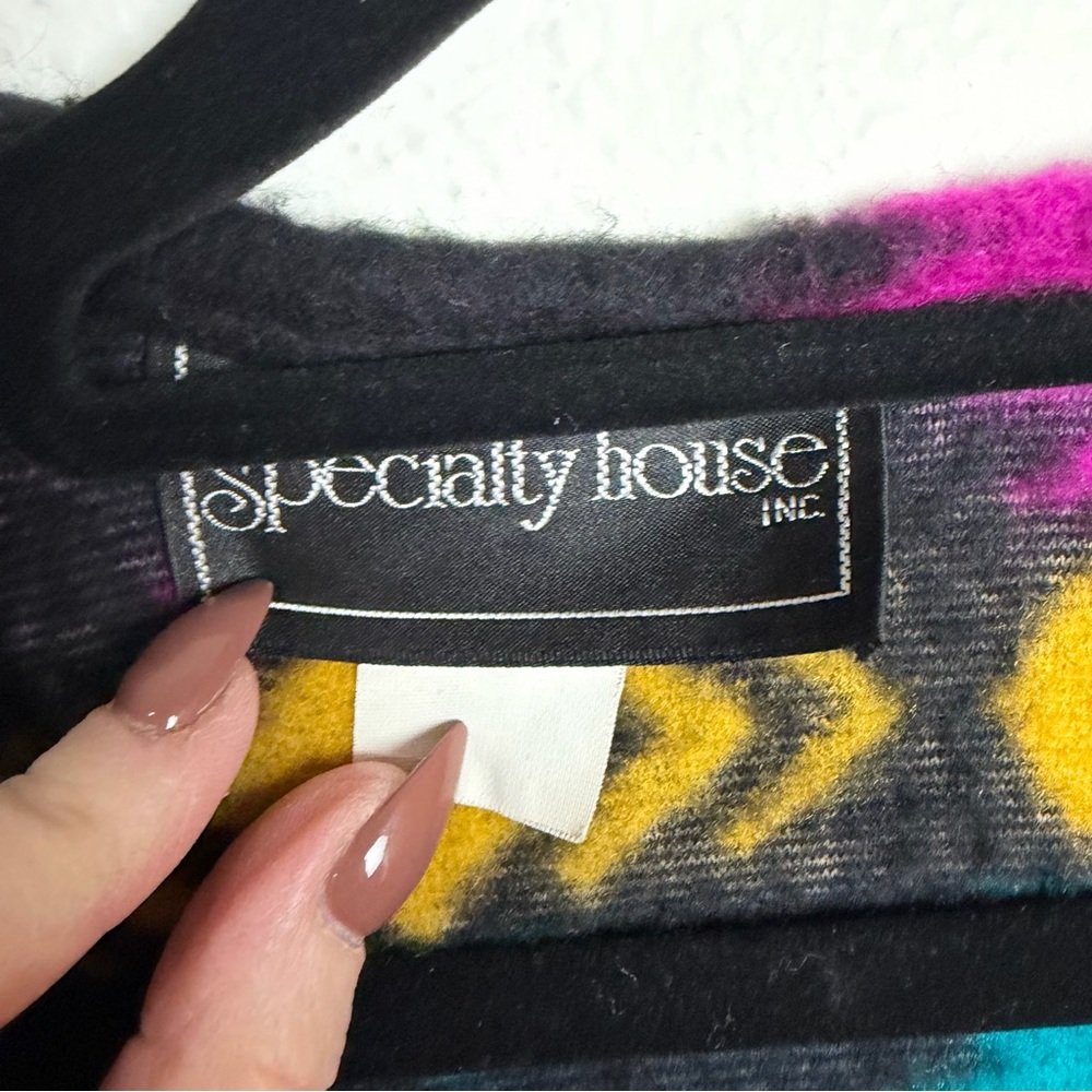 Vintage Specialty House Colorful Geometric Women's Poncho fleece Aztec print - Picture 7 of 9